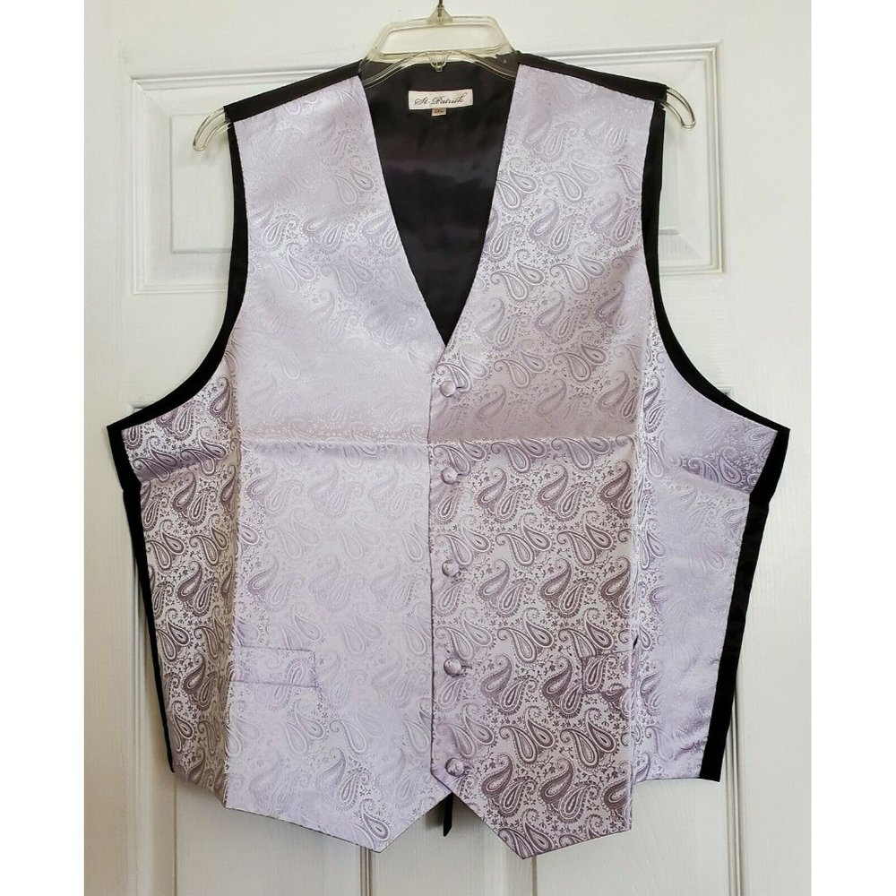ST. PATRICK LILAC SILVER BLACK PAISLEY MENS DRESS SUIT VEST NWOT